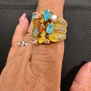 Gold Multicolor Rhinestone Ring